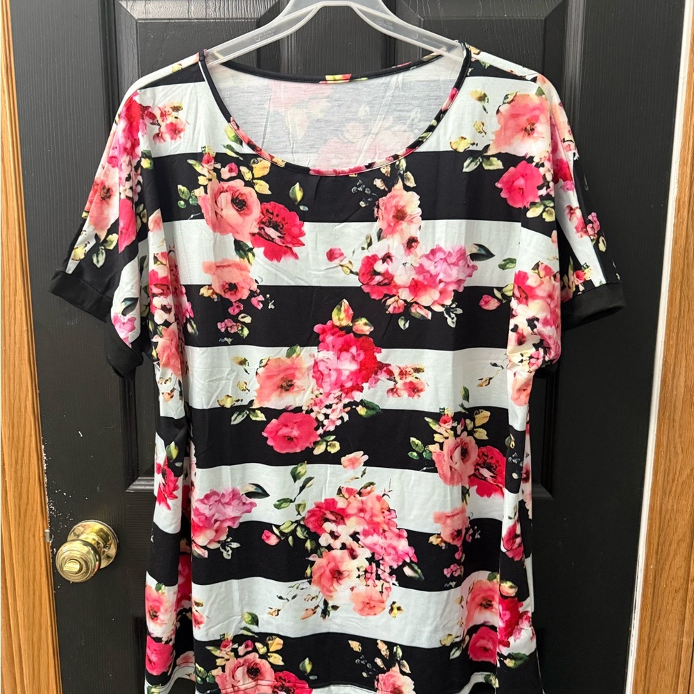 Floral Striped Women's Top